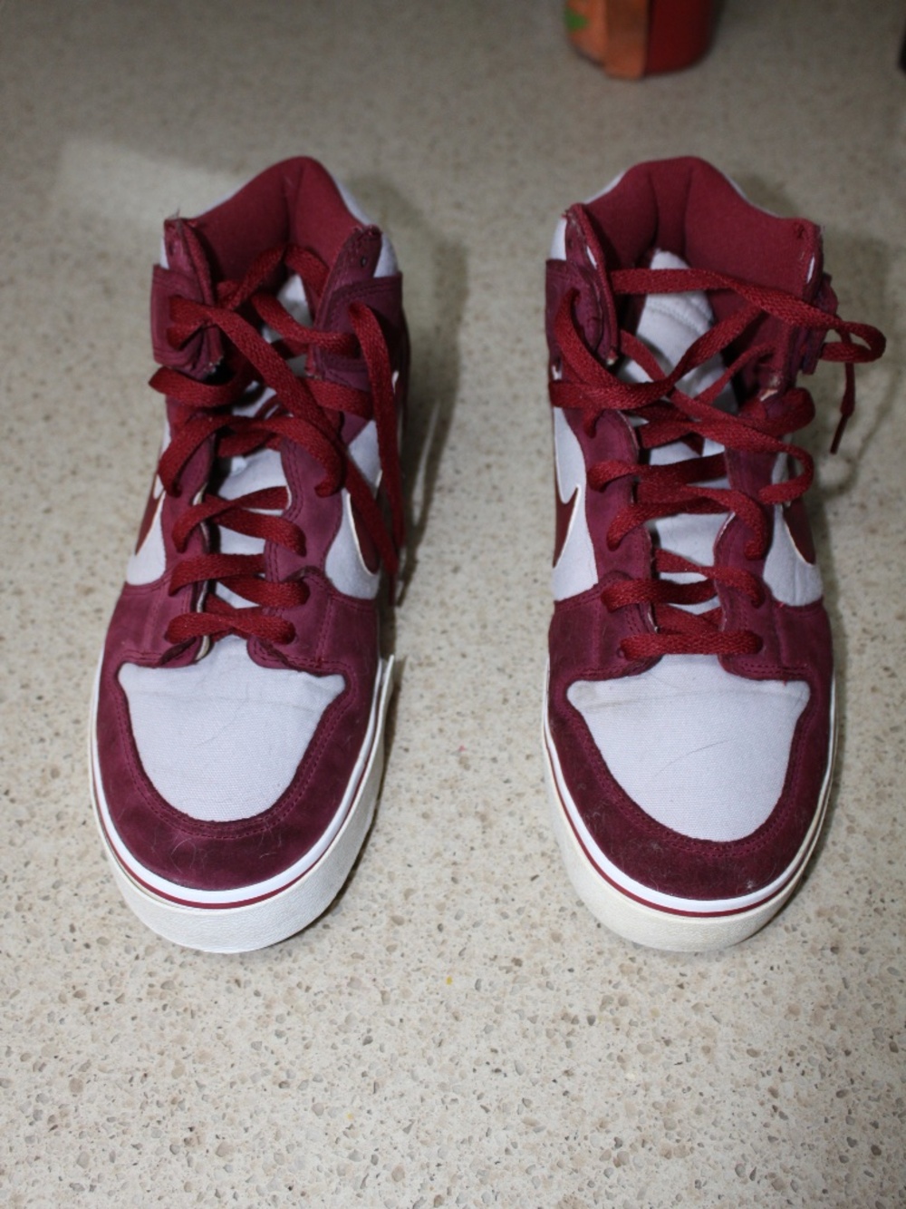 Nike Men's Maroon and White High-Top Athletic Shoes